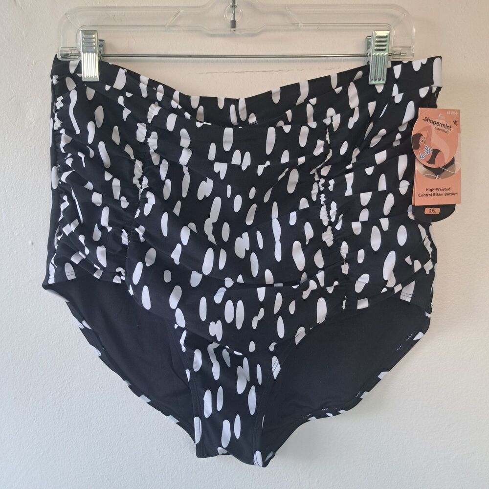 NEW Shapermint High Waist Control Bikini Bottom Elongated Polka Dots 3XL Size 20